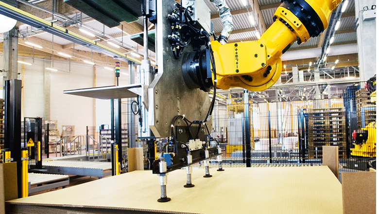 tray installation by a robot